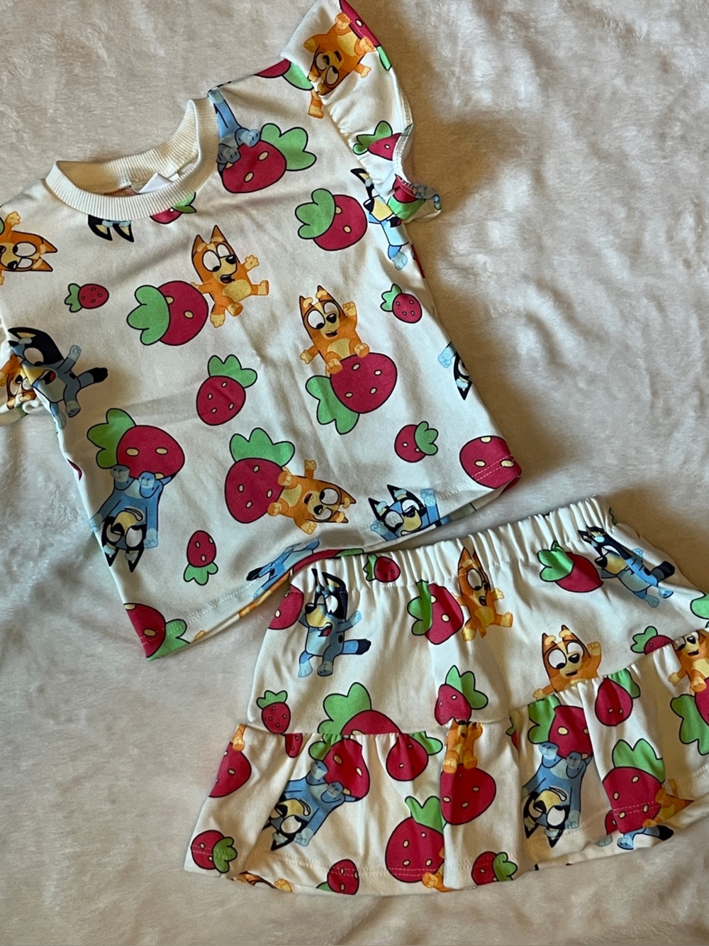 Kids Bluey Matching Skort Set - White
